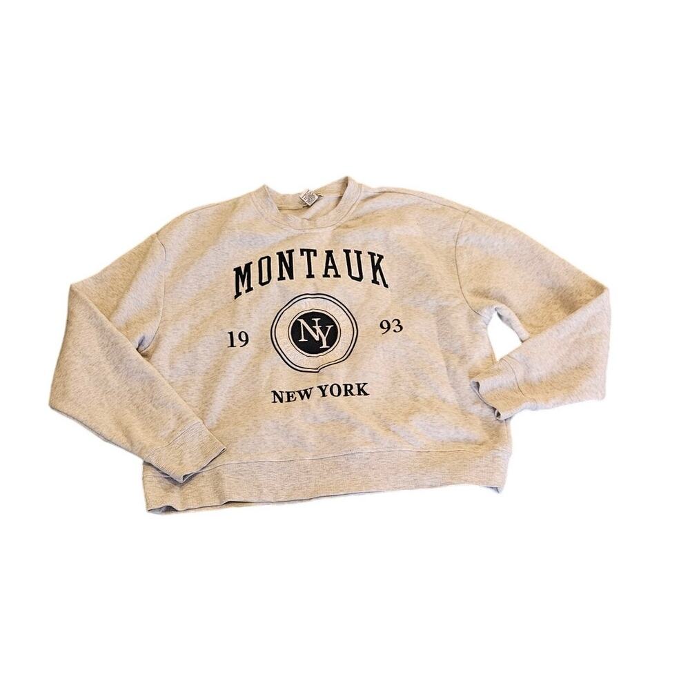 Better / Together Size Small Montauk New York Long Sleeve Light Gray Sweatshirt